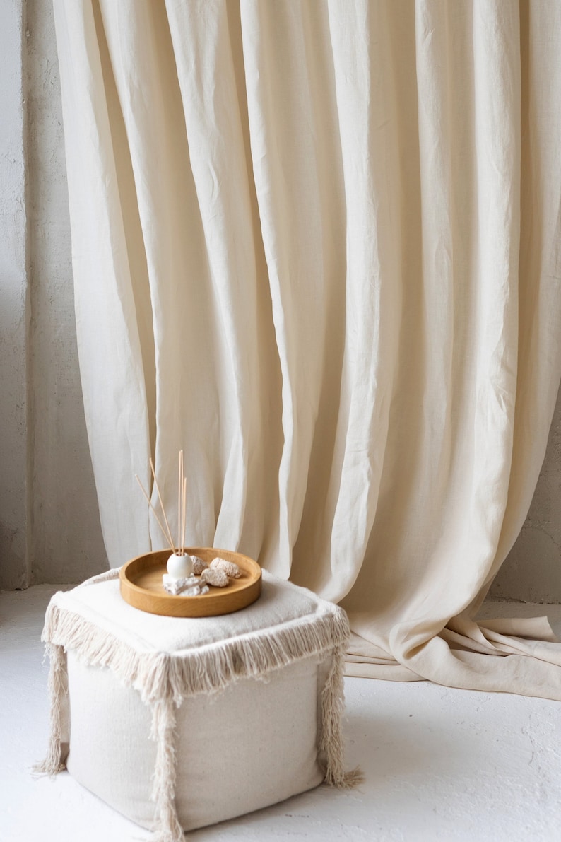 Extra Wide 274cm/107inches Linen Curtains. Cream color Linen Long Drapery. Large Linen Curtains in Various Colors. Custom Wide Linen. image 5