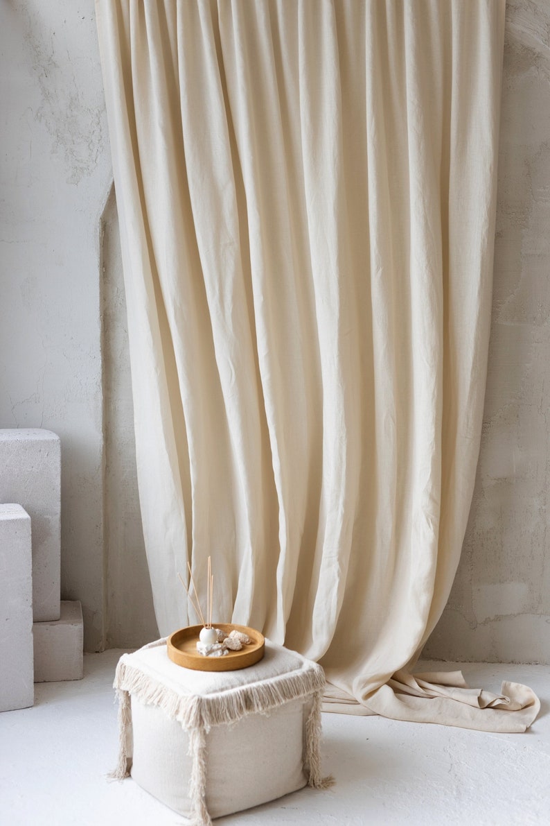 Extra Wide 274cm/107inches Linen Curtains. Cream color Linen Long Drapery. Large Linen Curtains in Various Colors. Custom Wide Linen. image 2