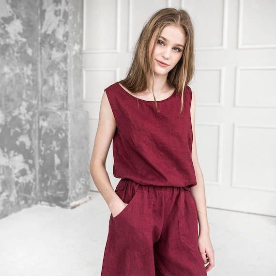 Linen tank top LORA. Women linen blouse. Linen clothing. Flax clothing. Leisurewear.