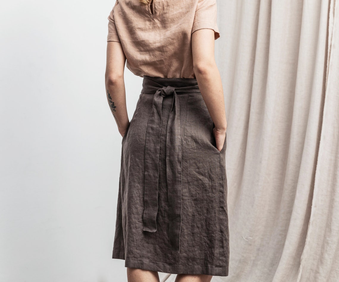 Linen Skirt. Wrap Skirt With Deep Side Pockets. Summer Skirt. A Line — free download