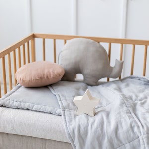 Linen quilted pillow for baby crib.Linen pillow. Linen baby shower gift.Linen pillow with filling. Natural linen pillow.Ecofriendly pillow. image 2