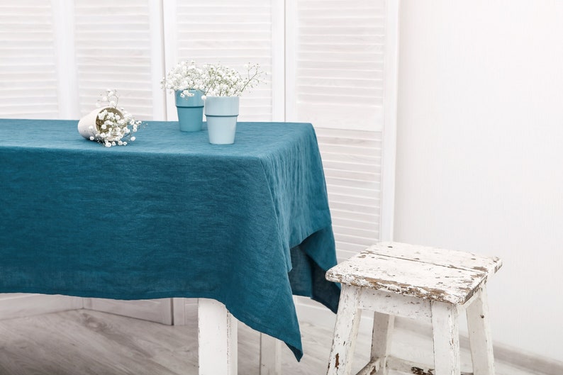 Extra width linen Tablecloth. Custom size linen cloth. Large linen Tablecloth. Washed flax fabric table cloth. image 1