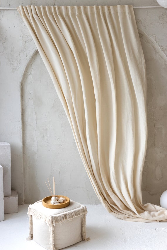 Extra Wide 274cm/107inches Linen Curtains.  Cream color Linen Long Drapery. Large Linen Curtains in Various Colors. Custom Wide Linen.