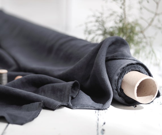 Linen fabric. Charcoal linen. Dark Gray medium weight Baltic linen fabric. Flax linen fabric. Prewashed soft linen fabric by meter or yard.