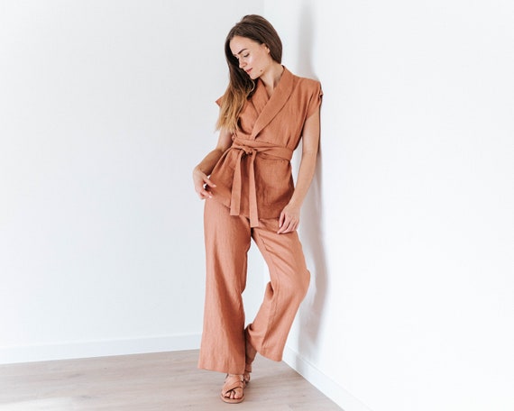 Linen Pants Suit. Flax Set. Drop 