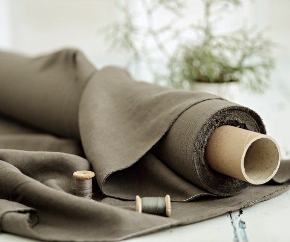 Linen fabric. Middle Gray linen. Medium weight linen. Baltic linen fabric. Flax linen fabric. Prewashed soft linen fabric by meter or yard.