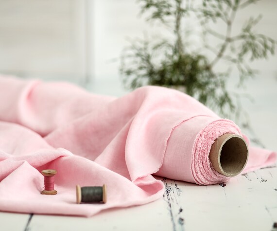 Linen fabric. Pale pink linen. Medium weight linen. Baltic linen fabric. Flax linen fabric. Prewashed soft linen fabric by meter or yard.