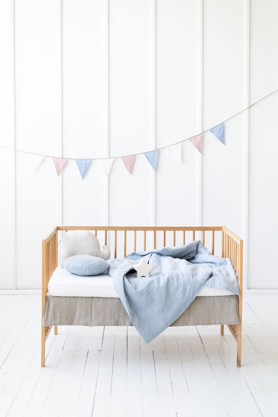 Natural Bedding for Newborn, Toddler and Baby duvet cover in Grayish Blue, Baby duvet and pillow case in same color.