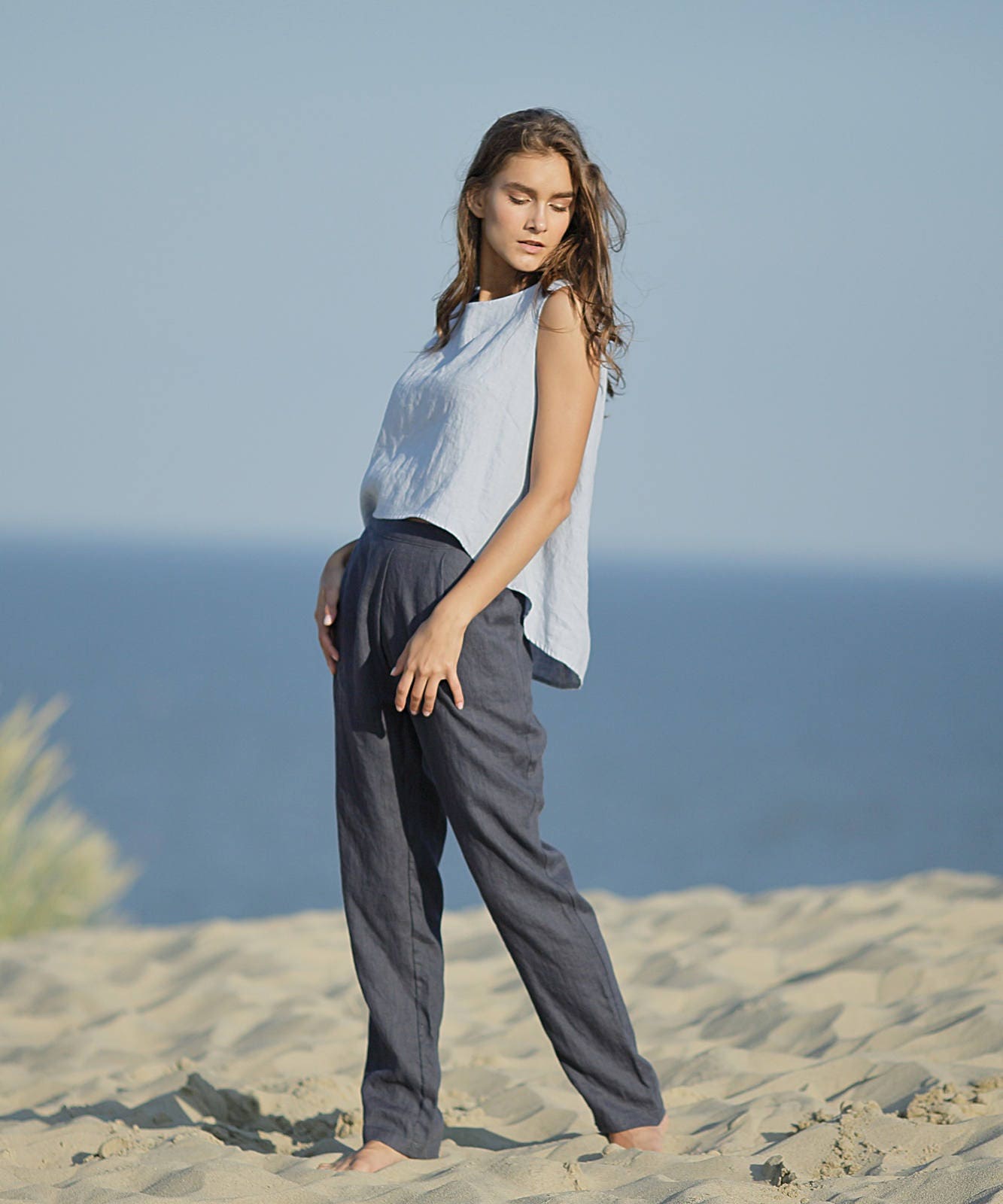 Linen pants / Comfortable eco friendly straight summer linen pants with ...