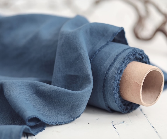 Linen fabric. Steel Blue linen. Medium weight linen. Baltic linen fabric. Flax linen fabric. Prewashed soft linen fabric by meter or yard.