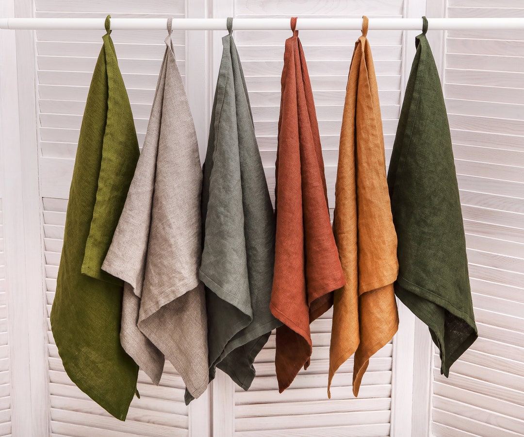 2pcs Linen Tea Towels in Vibrant Colors - Kitchen Linen Towel Gift - F