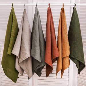 Linen kitchen gift towels. Eco Tea towel. Soft linen hand towel. Pure linen towel. Stonewashed soft dish towel available in 47 colors.