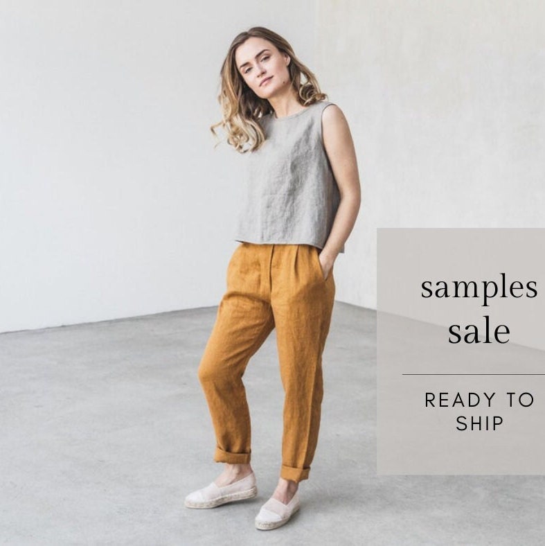 Linen pants MIA. Tapered linen pants with pockets. Ready to ship. Sample  sale