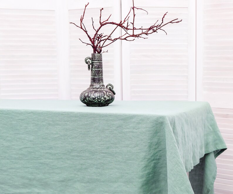 Extra wide Heavy Linen Tablecloth. Custom size linen cloth. Large linen Tablecloth. Washed flax fabric table cloth in heavy weight linen. image 1