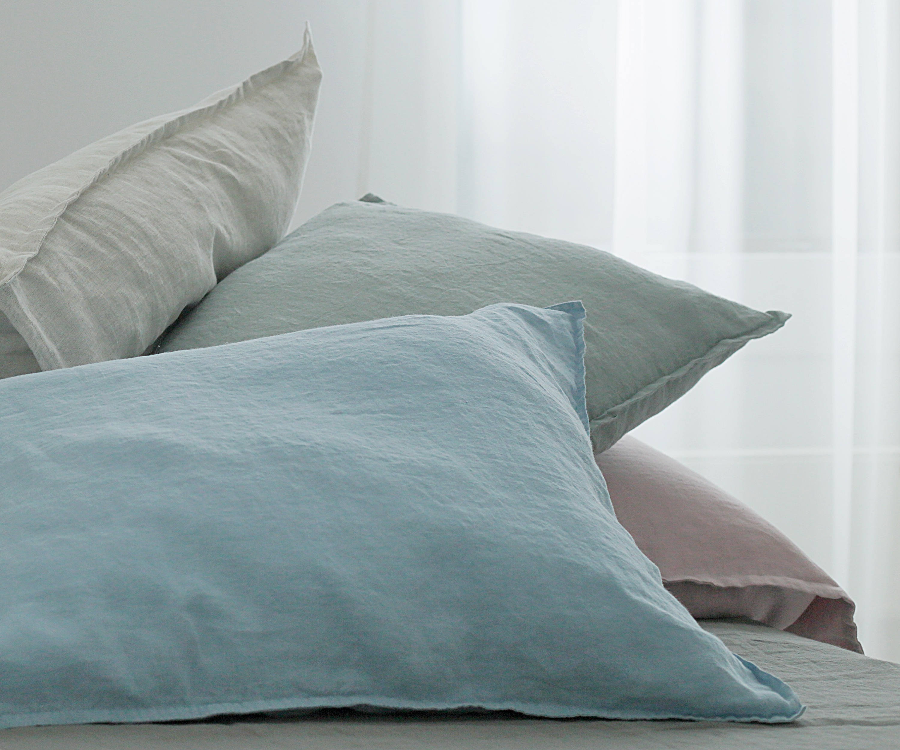 Linen pillow shams. Pillow cases. Linen bedding. Stonewashed linen
