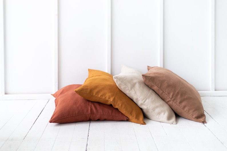 Linen Pillow Shams, Wowen Linen Pillow, 100% Linen Pillowcase. Decorative Pillow Cover. Any Size Linen Pillowcase. Linen Body Pillowcase. image 2