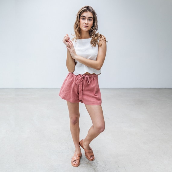 Pantalones cortos de lino para mujer / mini pantalones cortos | Etsy México