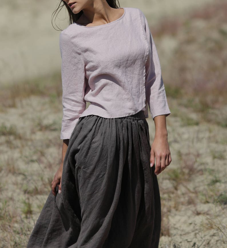 Linen Skirt. Long Linen Skirt. Elastic Waistband Skirt. Skirt Etsy