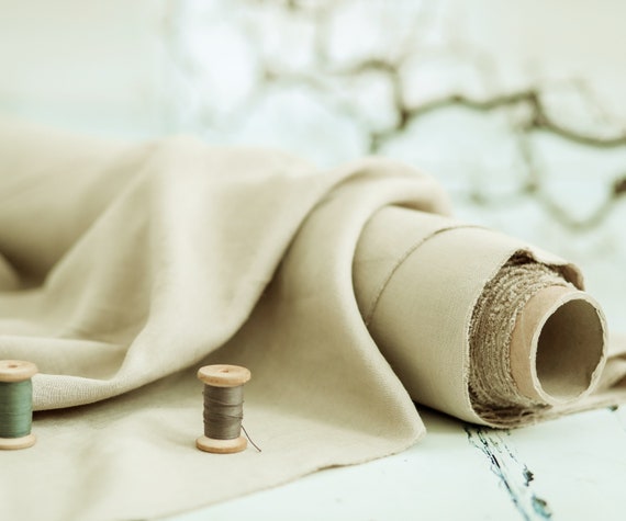 Linen fabric. Oatmeal linen. Medium weight Baltic linen fabric. Flax linen fabric. Prewashed soft linen fabric by meter or yard.