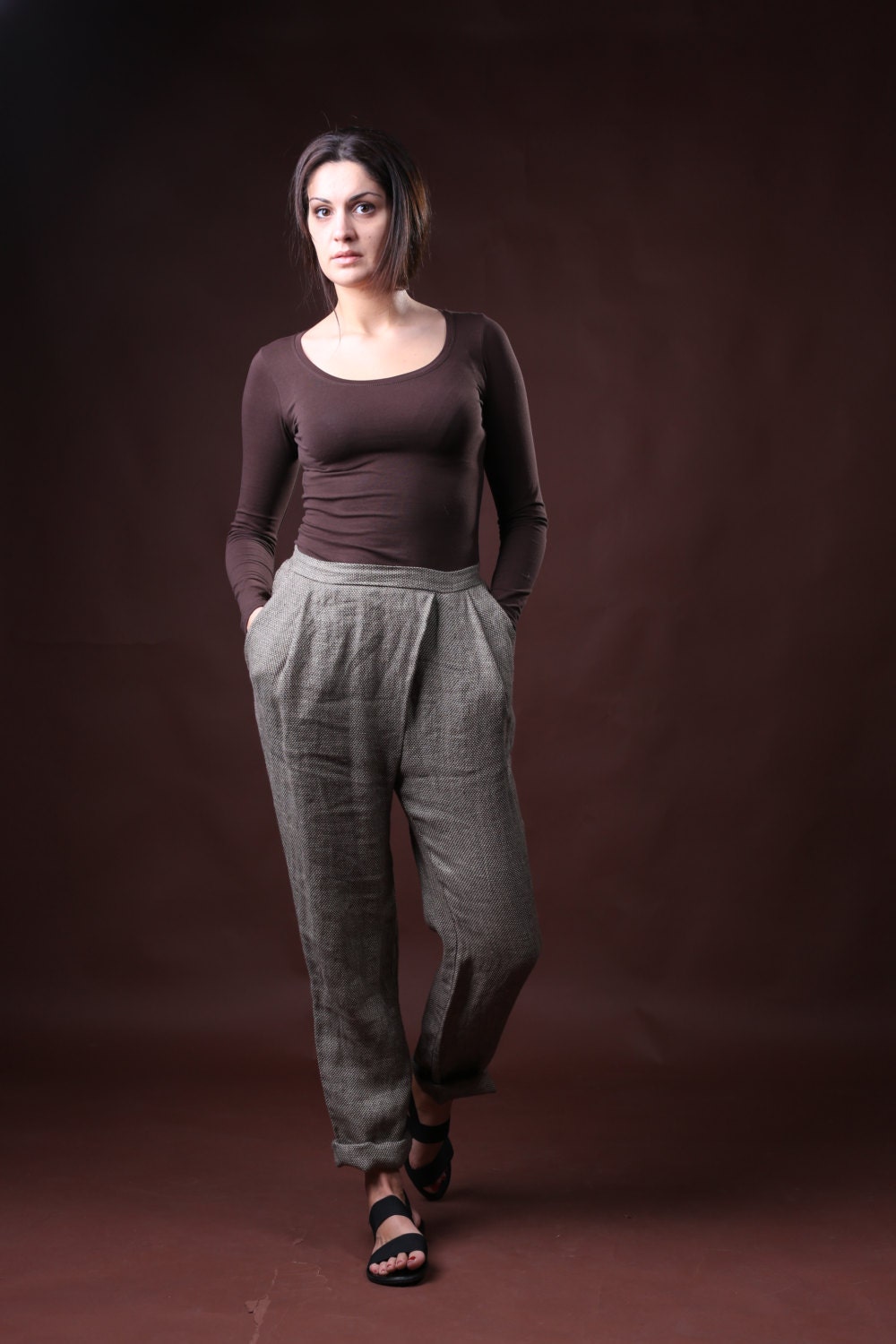 Linen pants / Comfortable eco friendly straight summer linen pants with
