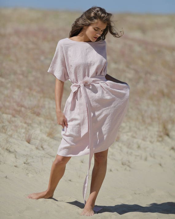 pale pink linen dress JULES DRESS PALE PINK LINEN