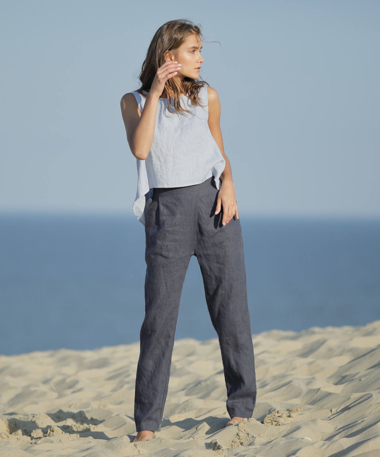 Linen pants / Comfortable eco friendly straight summer linen pants with  pockets / Casual women long trousers.