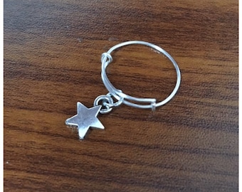 Silver Star Charm Ring, Adustable Ring, Celestial, Galaxy, Space,