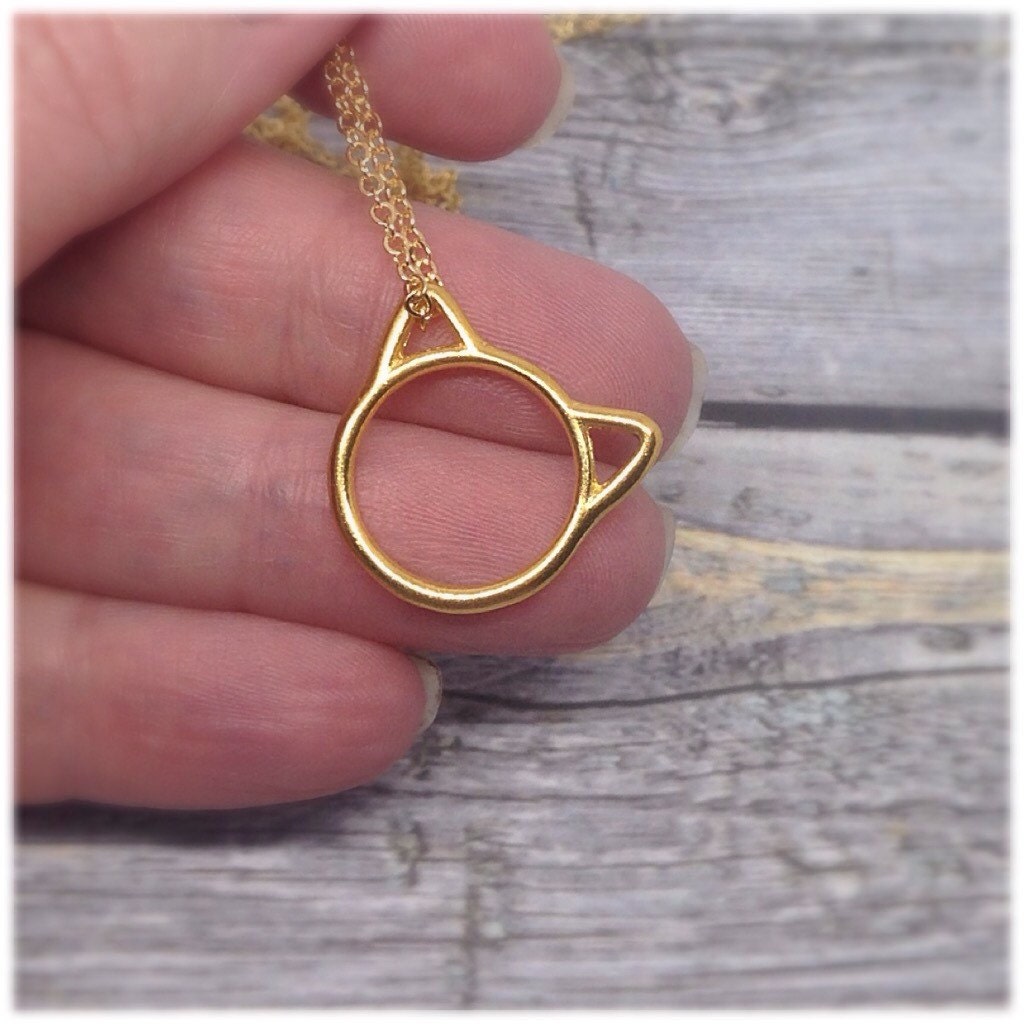 Gold Cat Necklace Gold Cat Pendant Cats Cat Jewellery Cat Etsy