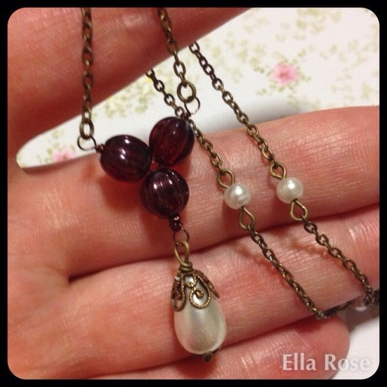 Vintage Inspired Pearl Drop Necklace Jane Austen Jewellery Etsy