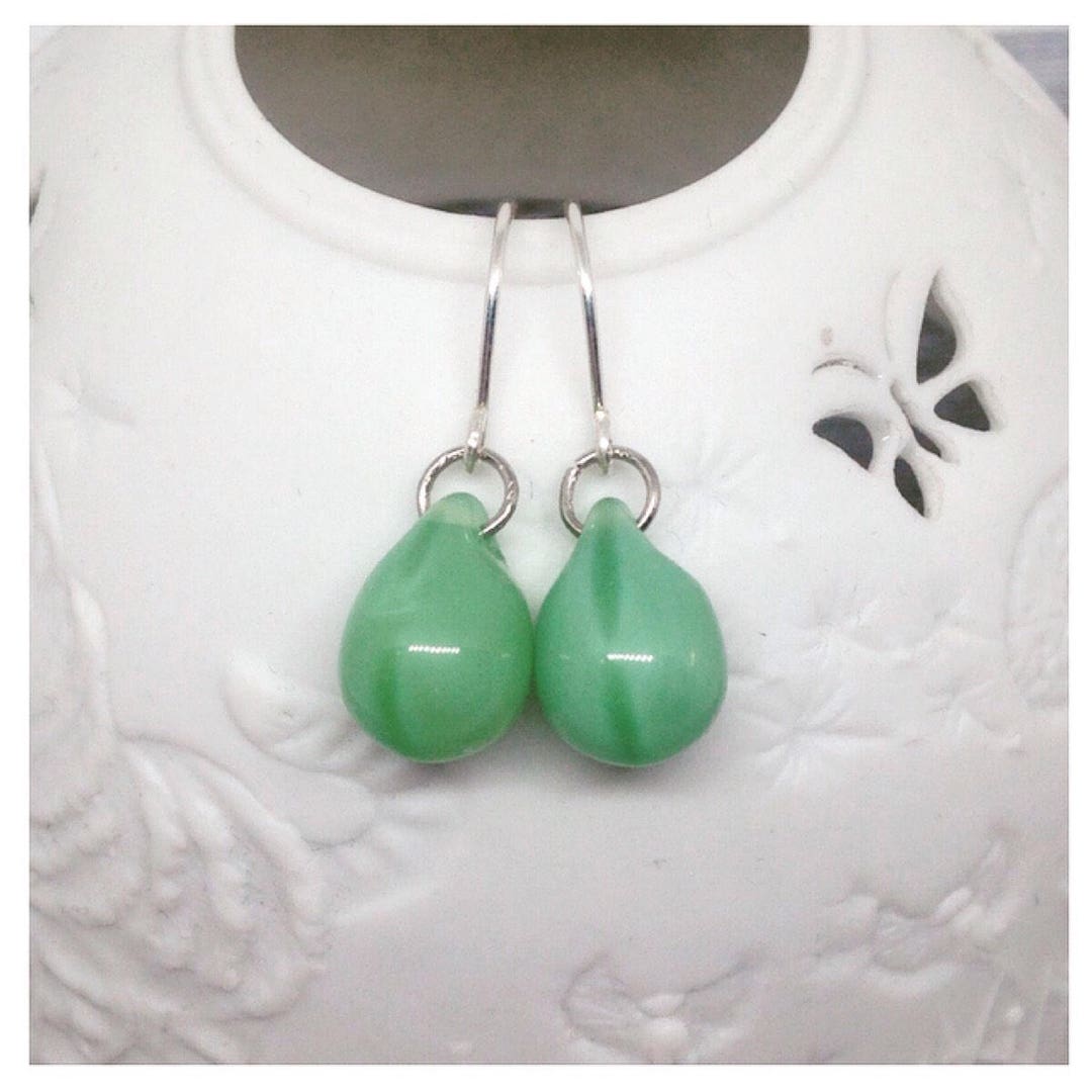 Jade Green Teardrop Earrings - Etsy UK