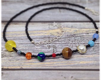 Solar System Necklace, Space Necklace, Galaxy Necklace, Planets Necklace, Science Jewelry, Science Jewellery, Astronomy, Planets,