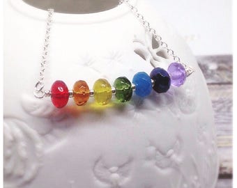 Rainbow Necklace, Rainbow Jewelry, Rainbow Jewellery, Statement Necklace, Rainbow Pendant, Pride Necklace, Chakra Jewelry, Gift For Her,