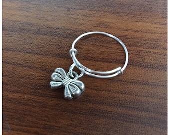 Bow Charm Ring, Charm Ring, Silver Ring, Stackable Ring, Adjustable Ring, Ella Rose, Ring, Bow Charm, Silver, Expandable Ring,