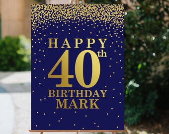Rush Order Done in 24 Hours, Birthday Welcome Sign Printable, Gold Confetti, Personalized Birthday Poster, Birthday Party Decor, Any Age
