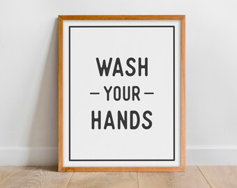 Wash Your Hands Printable, Printable Bathroom Art, Bathroom Wall Art, Bathroom Wall Decor, Guest Bathroom Decor, Bathroom Sign, Rustic Print