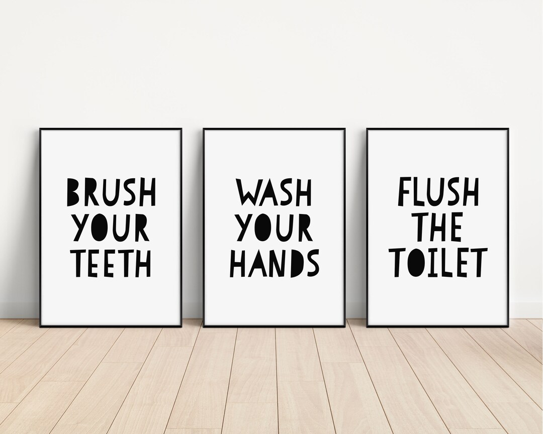 Kids Bathroom Decor, Bathroom Rules Sign, Wash Your Hands Flush the ...