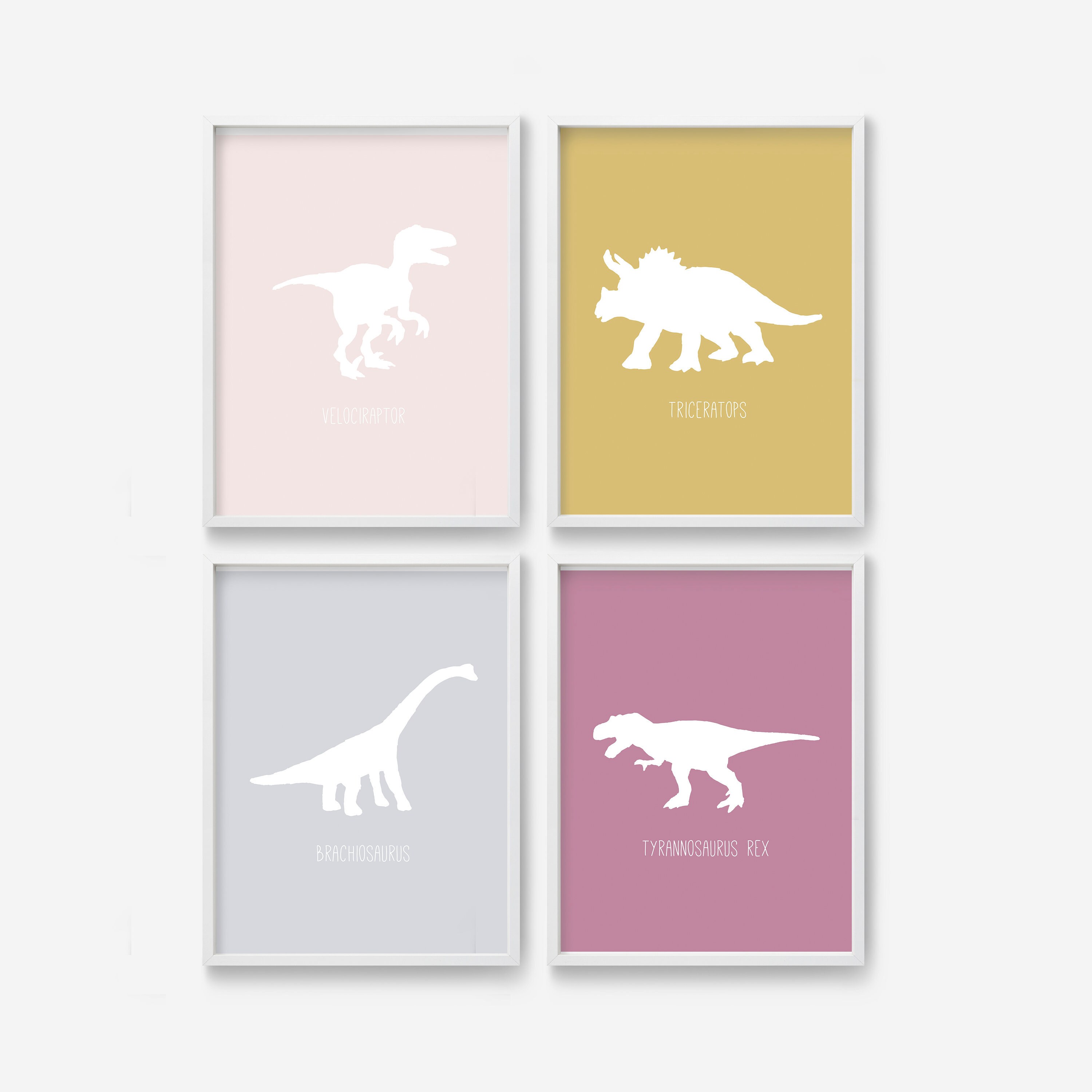 Dinosaur Decor Printables Set of 4 Dino Wall Art for Bedroom - Etsy