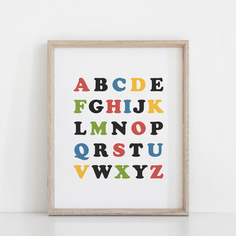Alphabet Printable ABC Poster Baby Shower Colorful - Etsy