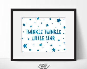 Twinkle Twinkle Little Star Printable, Star Printable, Twinkle Twinkle Print, Nursery Art, Nursery Decor, 8x10 Printable, Instant Download
