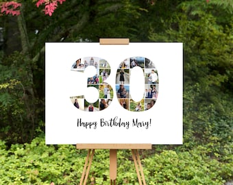 Birthday Welcome Sign Printable, Any Age, Custom Birthday Sign, Personalized Birthday Poster, Birthday Party Decoration, Photo Collage Gift