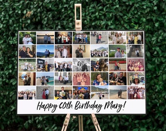 Rush Order Done in 48 Hours, Birthday Photo Collage Sign, Digital Photo Collage Birthday Sign, Photo Collage Gift, Birthday Picture Display