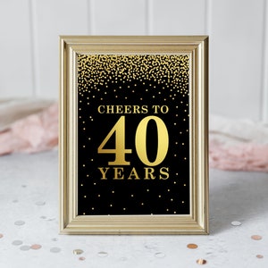 Cheers to 40 Years, Printable 40th Birthday Decor, Cheers to 40 Years ...
