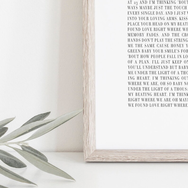 Song Lyrics Wall Art Wedding Gift Art Personalized Poster Etsy