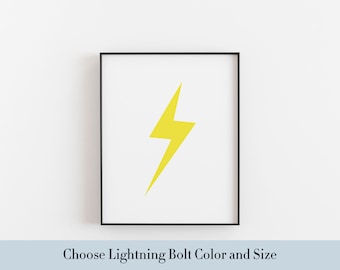 Custom Superhero Lightning Bolt Art, Choose Color and Size, Children's Wall art, Nursery Wall Decor, Kids Bedroom, Superhero Decor Printable