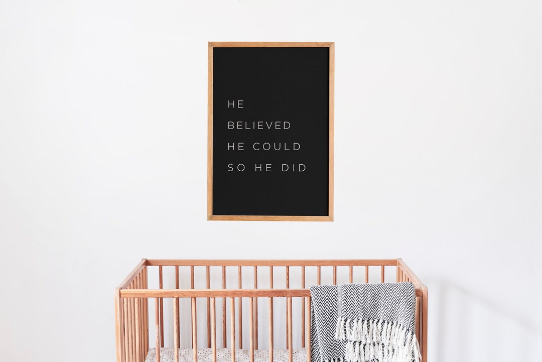 Boy Bedroom Wall Art, He Believed He Could so He Did, Boys Printable, Nursery Decor, Boys Modern