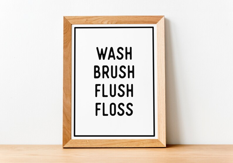 Printable Wash Brush Floss Flush Signs Funny Bathroom Signs | Etsy