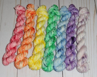 Speckled Chakras Hand Dyed Mini Skein Set