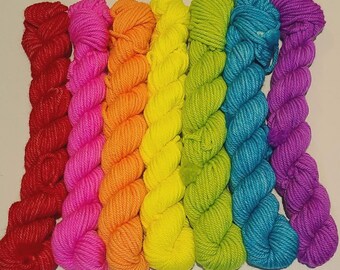 Neon Set 100% Superwash Merino Worsted Mini Skein Set