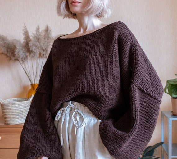 Hand Knit Sweater With Neckline and Balloon - Etsy Denmark