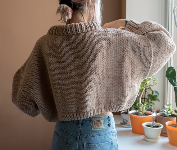 chunky knit cardigan cropped